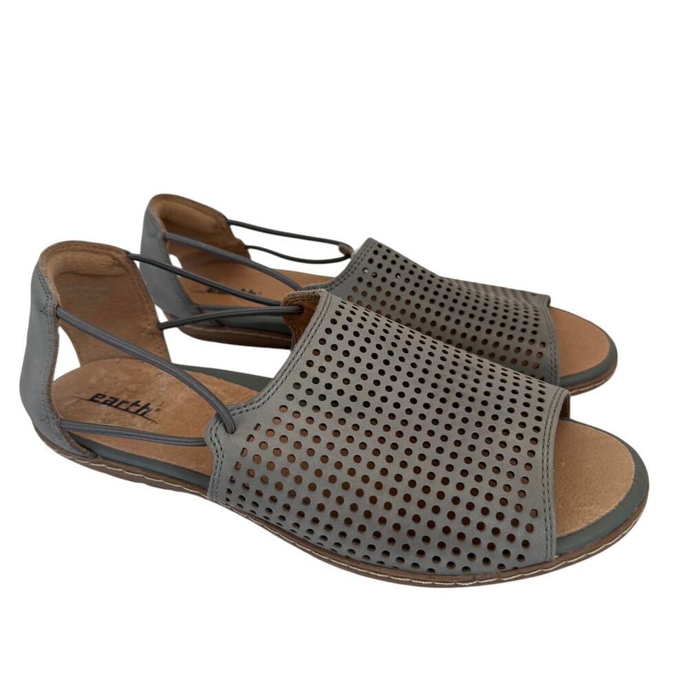 EARTH SHOES Women's Shelly Grey Leather Sandal Shoes // 7.5 Wide